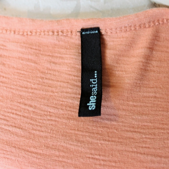 shesaid... Peach Boho Feather Knit Top L - Picture 4 of 4